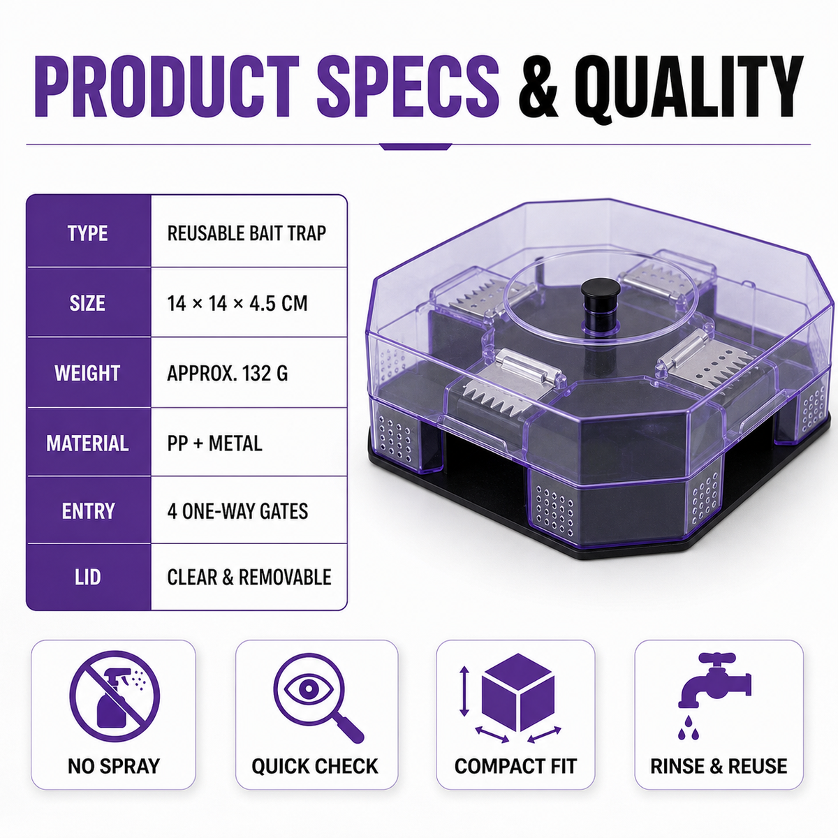 🛡️Reusable No-Spray Roach Trap – Chemical-Free