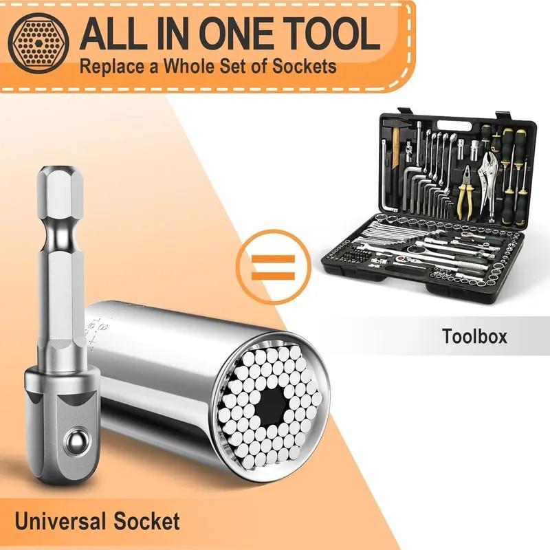 🔧Steel Multi-Fit Universal Grip Socket Set with Power Drill Adapter
