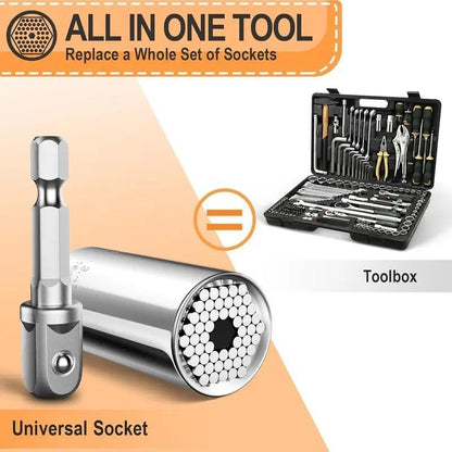 🔧Steel Multi-Fit Universal Grip Socket Set with Power Drill Adapter
