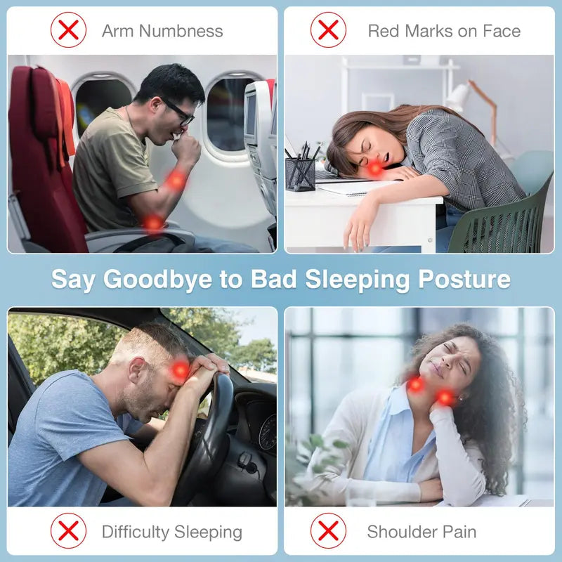 Common travel sleeping discomfort including neck strain, arm numbness and poor resting posture