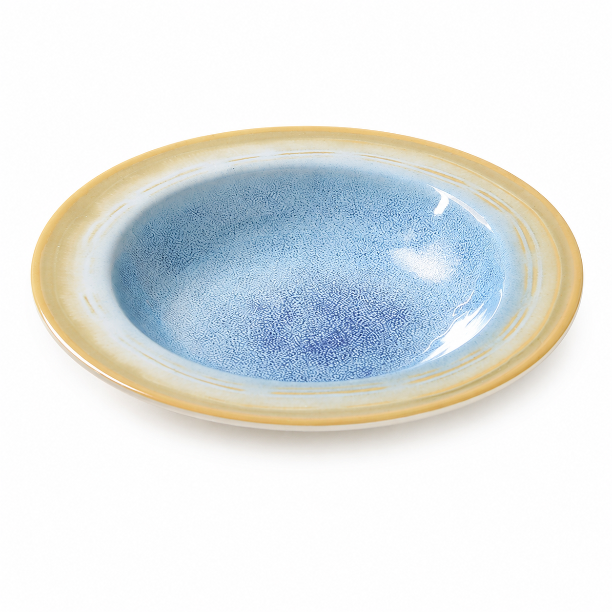 Blue Reactive Glaze Ceramic Deep Plate