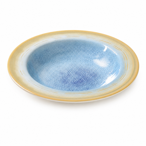 Blue Reactive Glaze Ceramic Deep Plate