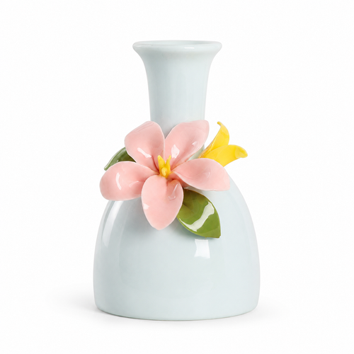 Blue Floral Ceramic Bud Vase