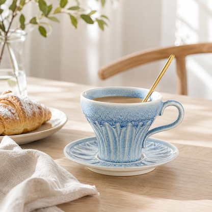 Starry Gradient Blue Ceramic Coffee Cup Set