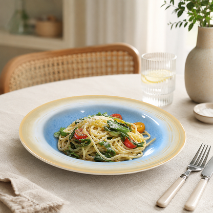 Blue Reactive Glaze Ceramic Deep Plate