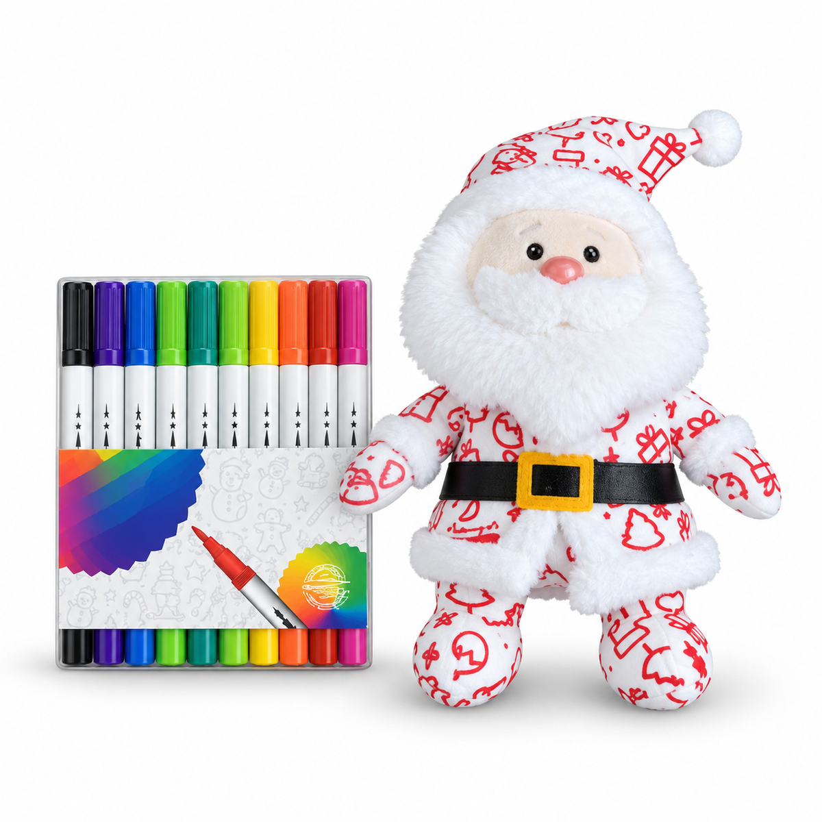 Christmas DIY Color-In Santa Plush Kit – Washable & Reusable