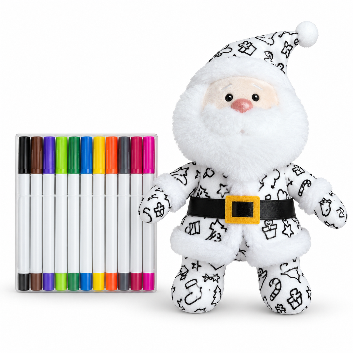 Christmas DIY Color-In Santa Plush Kit – Washable & Reusable