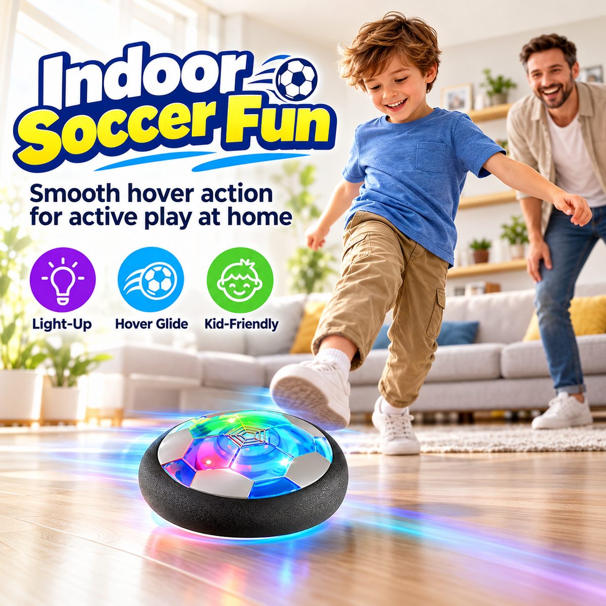 ⚽Rechargeable LED Hover Soccer Ball – Indoor Family Game for Kids