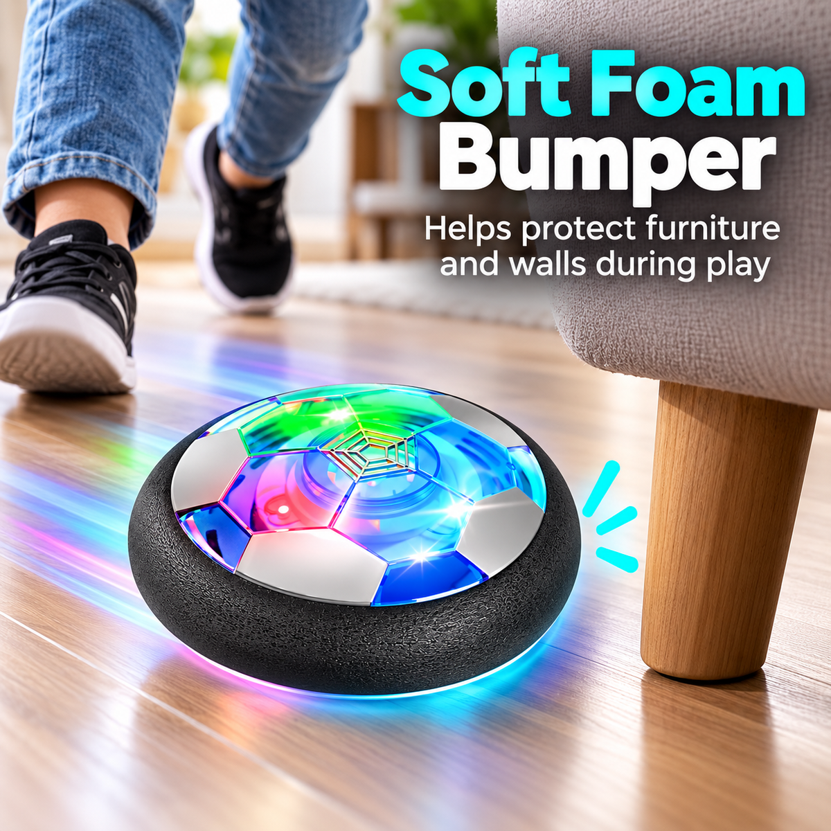 ⚽Rechargeable LED Hover Soccer Ball – Indoor Family Game for Kids