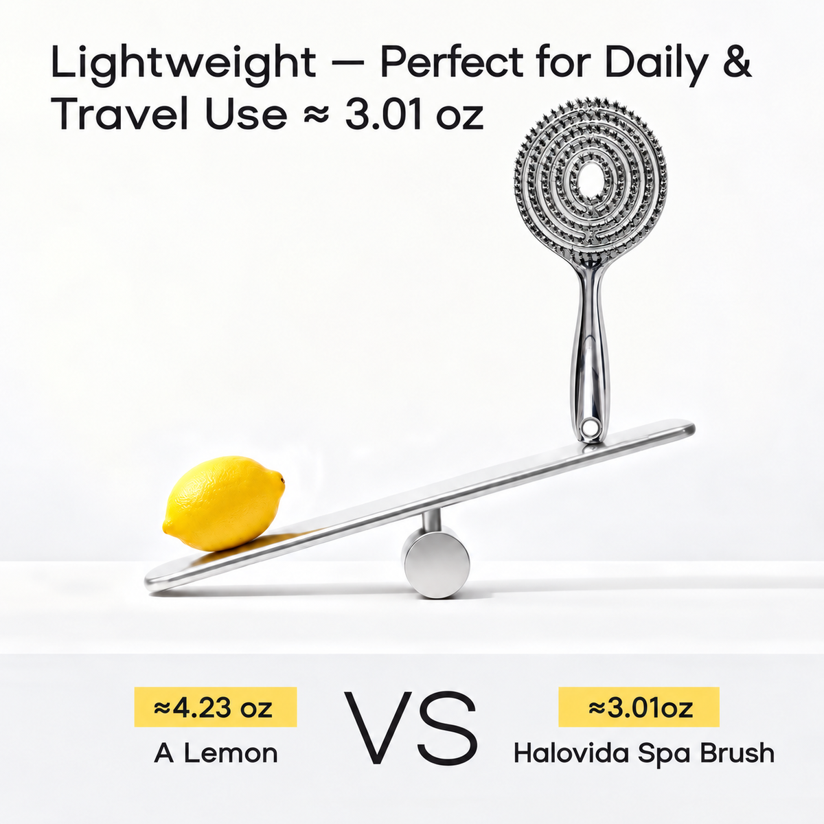 Lightweight brush compared with a lemon