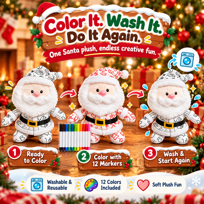 Christmas DIY Color-In Santa Plush Kit – Washable & Reusable