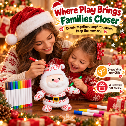 Christmas DIY Color-In Santa Plush Kit – Washable & Reusable