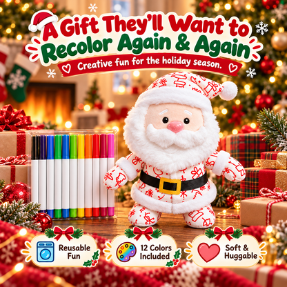 Christmas DIY Color-In Santa Plush Kit – Washable & Reusable