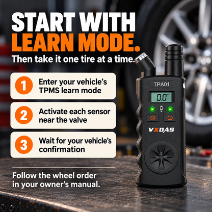 2-in-1 TPMS Relearn Tool & Digital Tire Pressure Gauge for GM