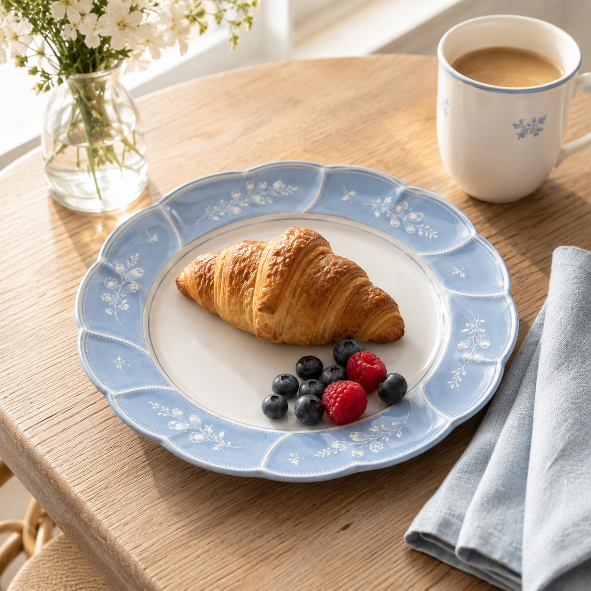 Blue Windmill Pattern Ceramic Plate
