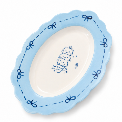 Ocean Blue Reactive Glaze 8-Inch Ceramic Dinner Plate