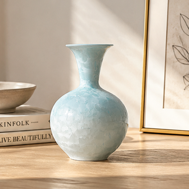 Gradient Blue Crystal Glaze Mini Ceramic Vase
