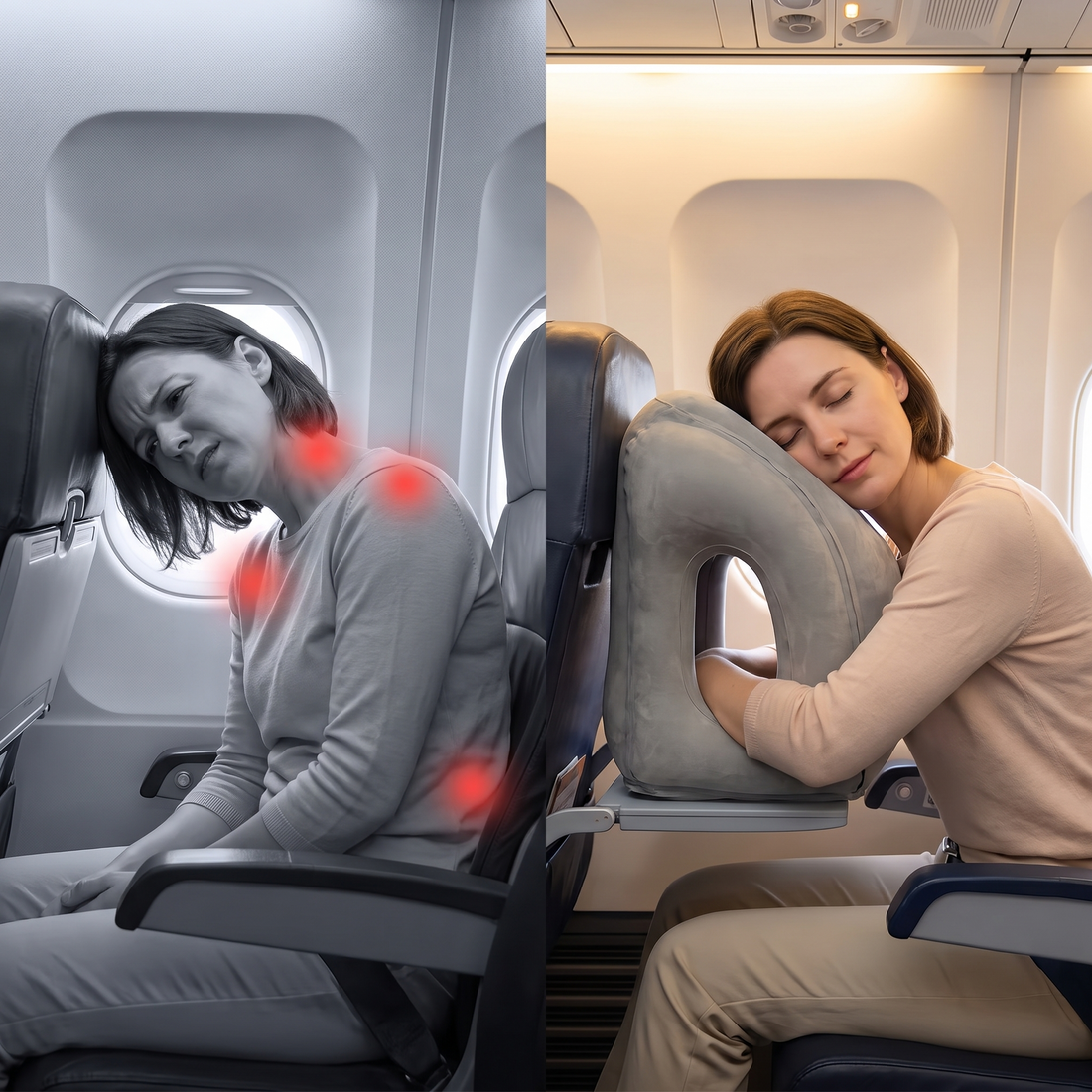 🕐50%OFF TODAY ONLY! Inflatable Airplane Sleep Pillow – Face, Neck & Arm Support for Long Flights