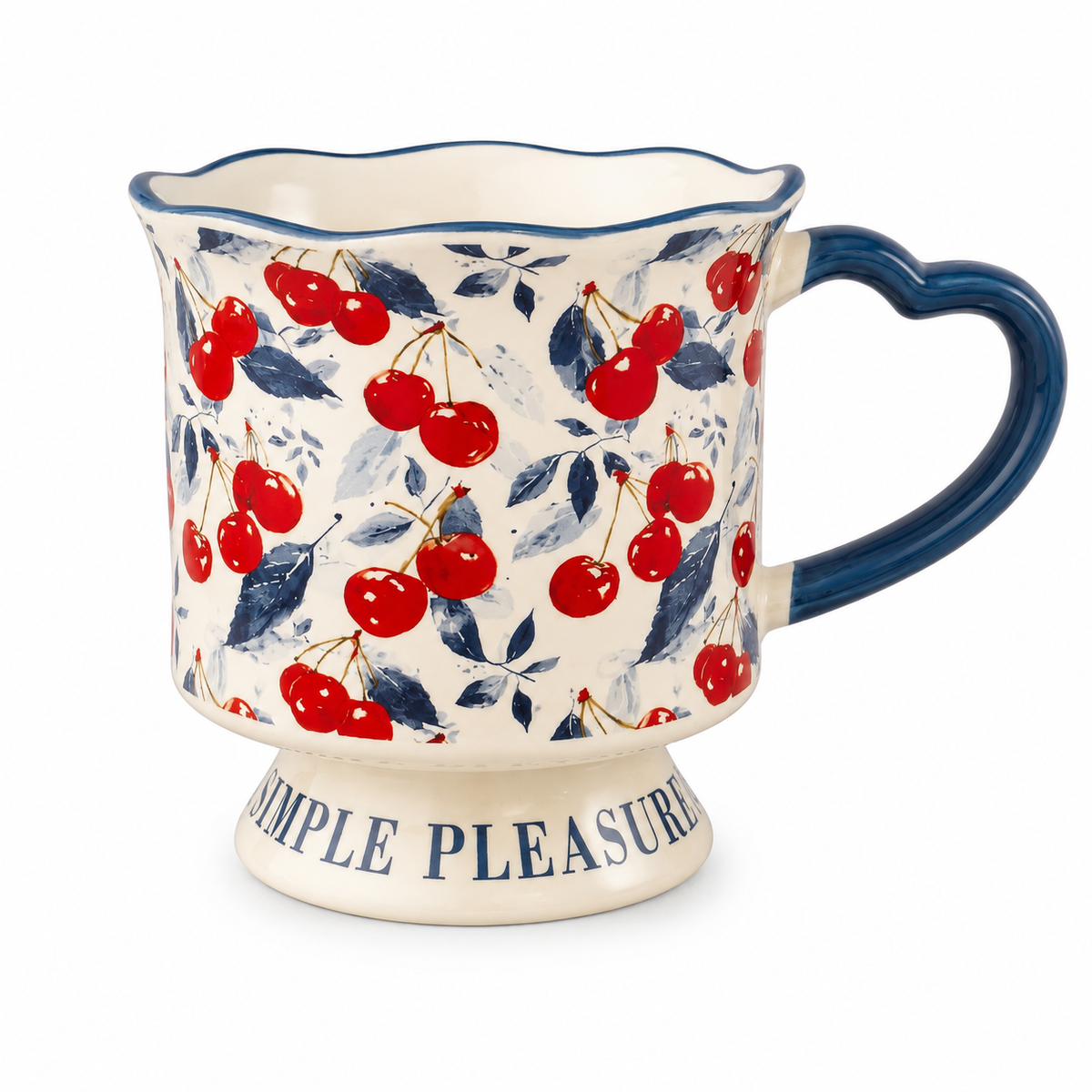 Hand Painted Blue Floral Ceramic Mug