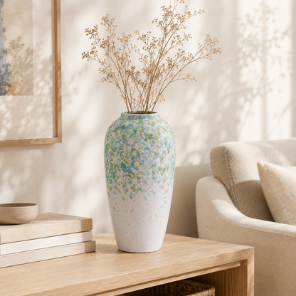 Jade Mist Reactive Glaze Ceramic Vase