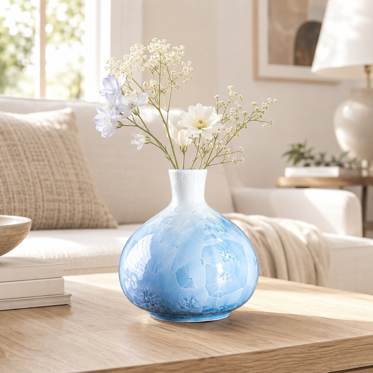 Light Blue Crystal Glaze Ceramic Vase