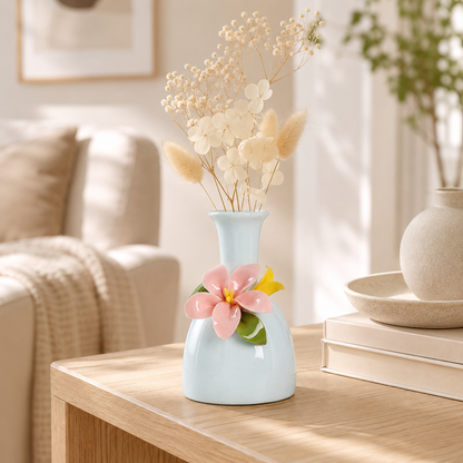 Blue Floral Ceramic Bud Vase