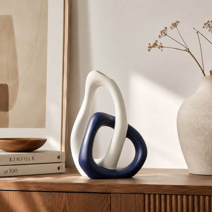 Blue & White Heart Ceramic Vase